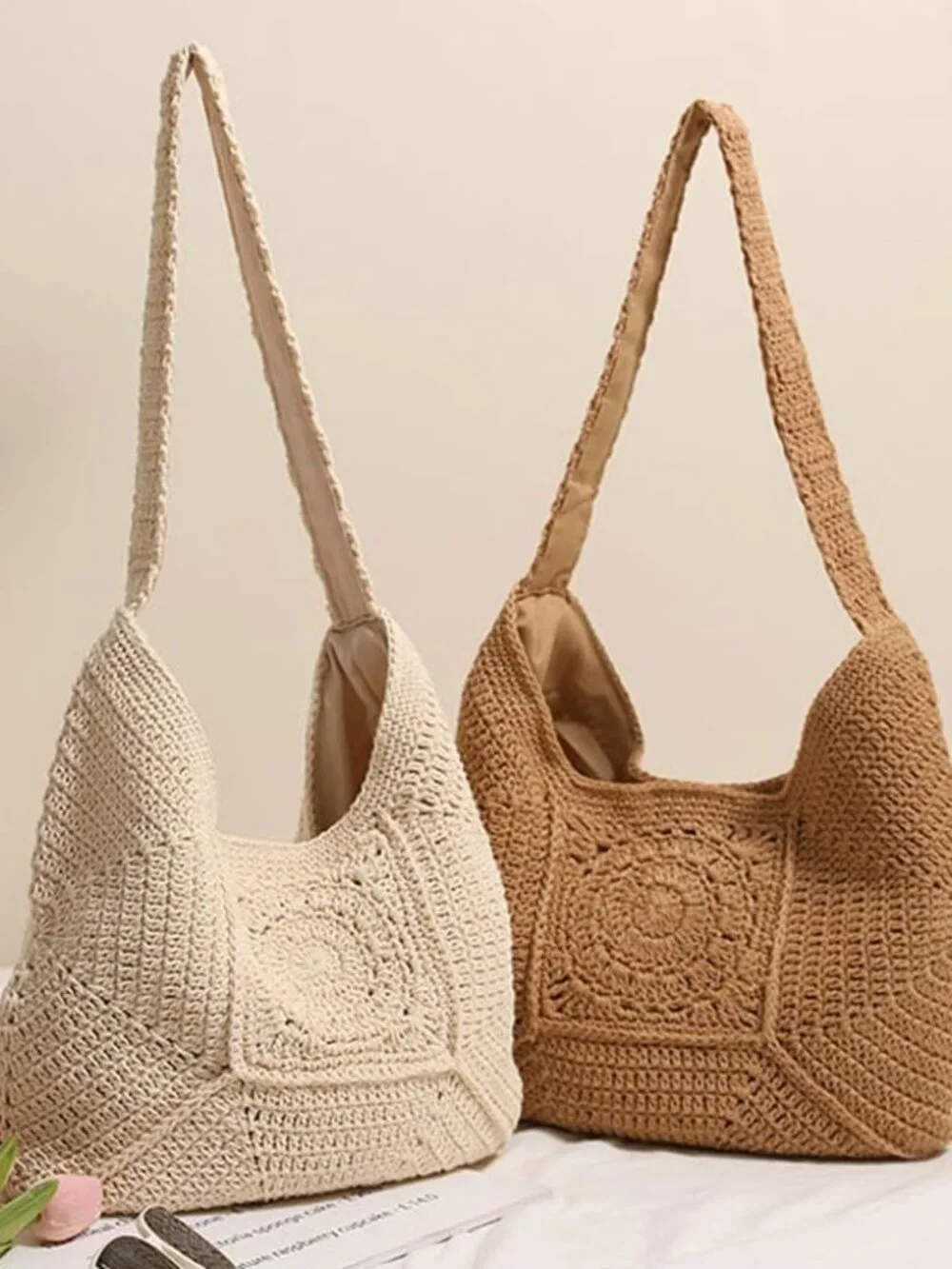 Women Large Straw Beach Bag Casual Bucket Tote Summer Woven Handbag Shoulder Bag_3
